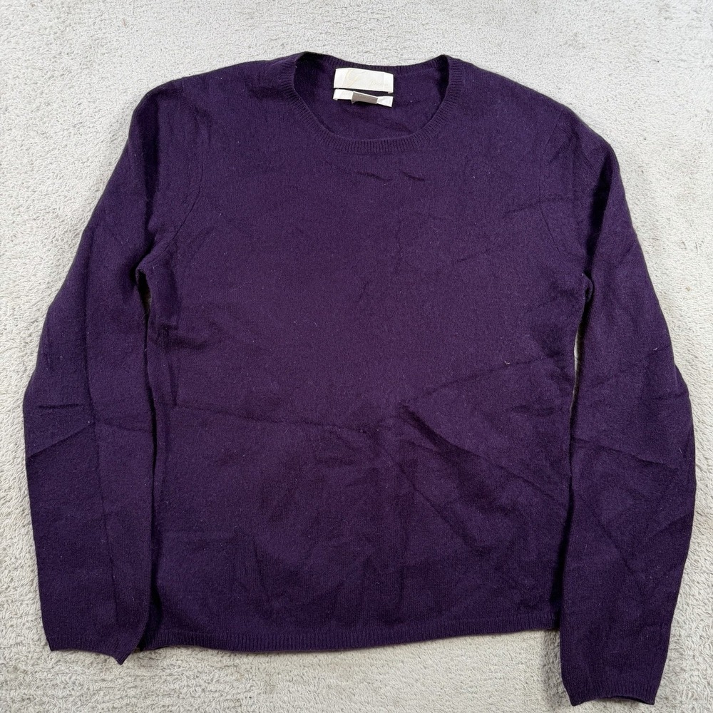 Geneva Sweater Womens Medium Purple 100% Cashmere 2 Ply Crewneck Soft Pullover